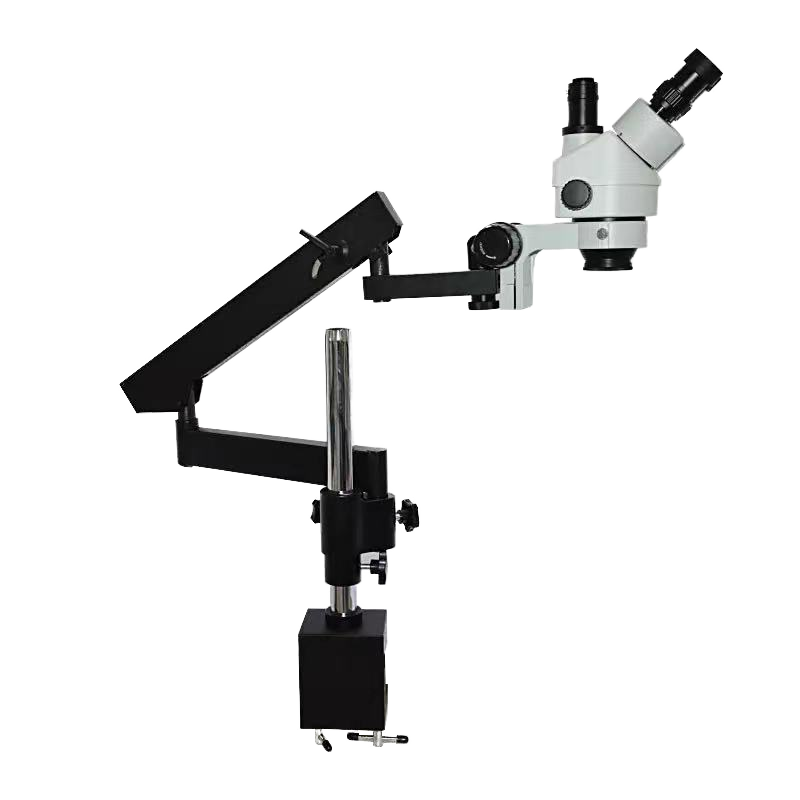 Articulating Arm Boom Stand Microscope - Mikroskop Stereo Trinokuler dengan Lengan Artikulasi