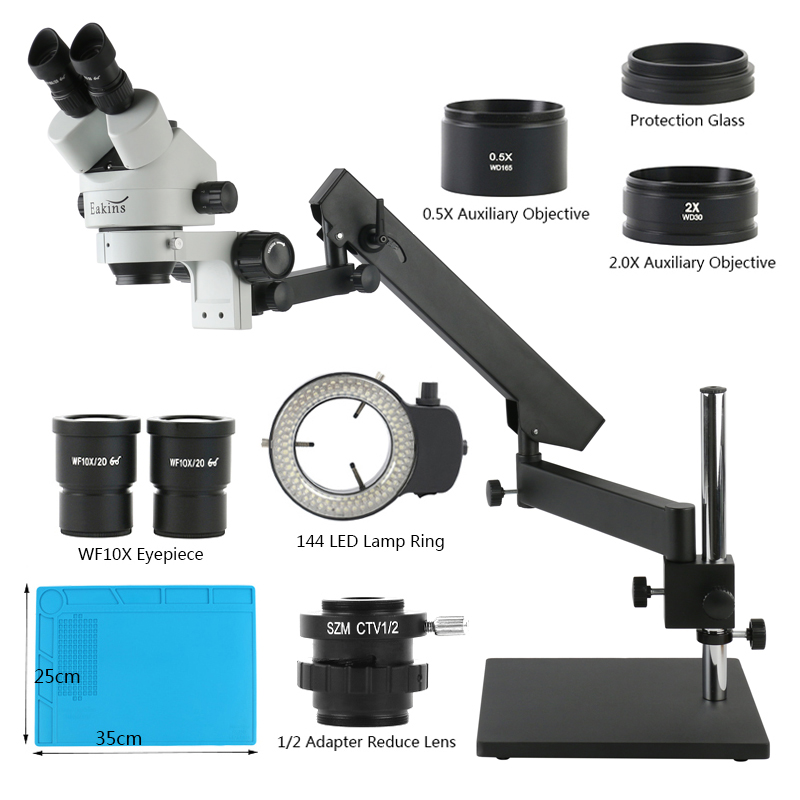 Trinocular Stereo Microscope 7X-45X - Mikroskop Stereo Inspeksi PCB Industri Deteksi