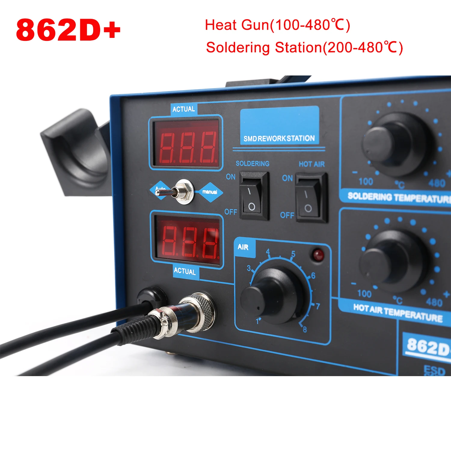 2 In 1 Soldering Rework Station 750W - Stasiun Solder 862D+ 2 in 1,