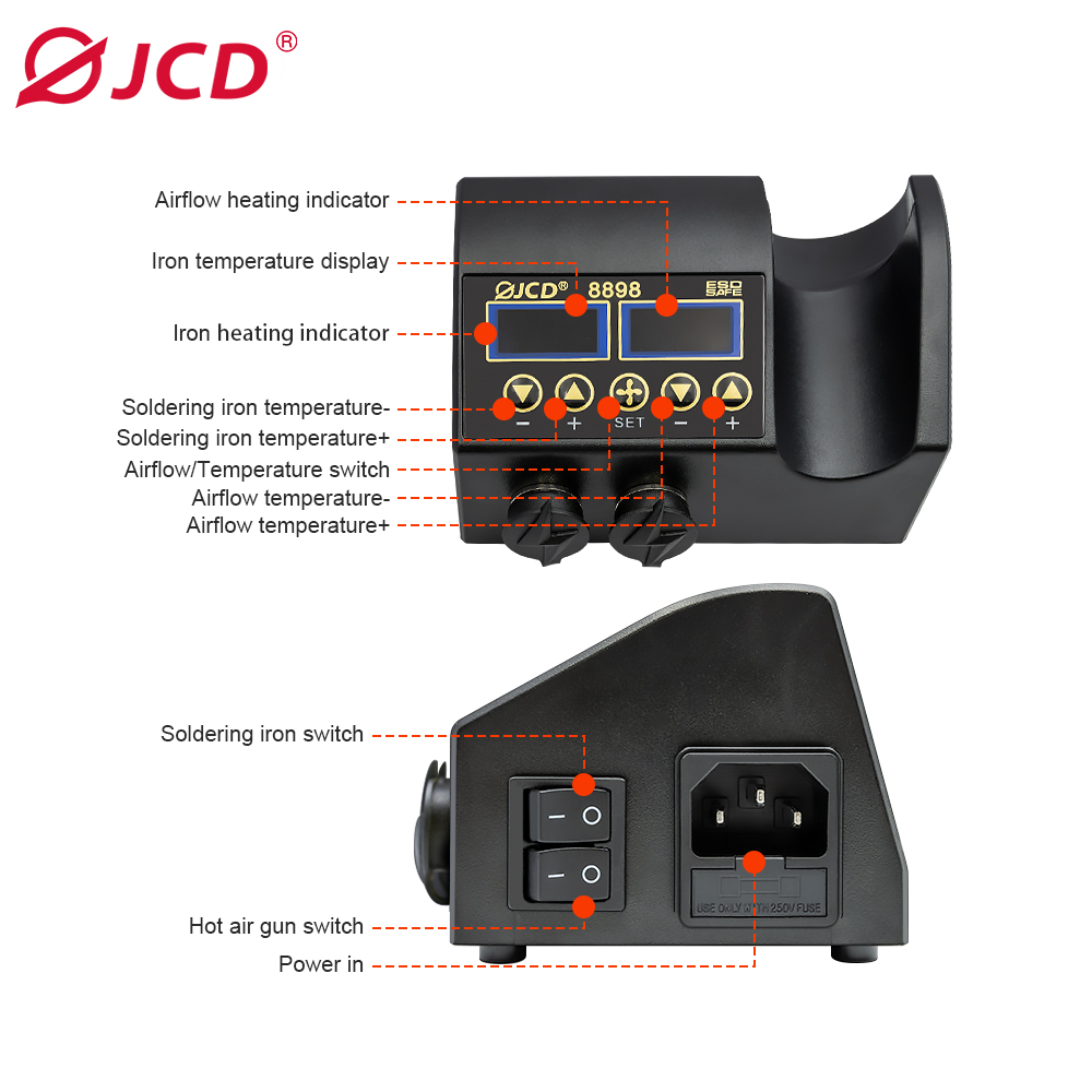 Stasiun Solder JCD 8898 750W 2 - 2 In 1 Soldering Rework Station 750W ulasan dan harga