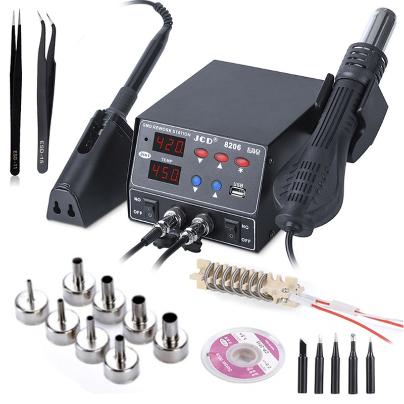 Stasiun Solder Digital JCD 820 - 2 In 1 Soldering Rework Station 750W ulasan dan harga